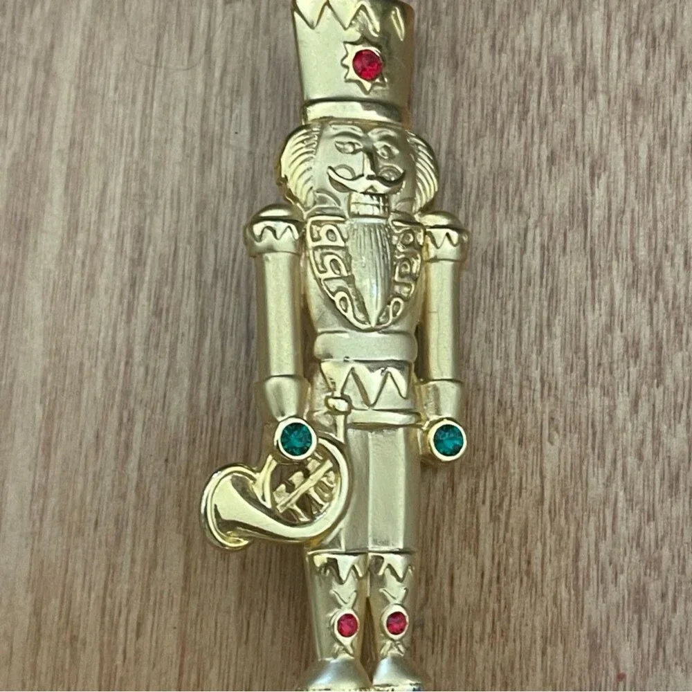 Vintage JJ Jonette Jewelry Gold Tone Christmas Nutcracker Brooch Pin